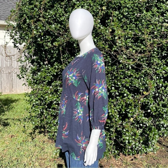 NWT ANTHRO Maeve Bohemian Babydoll 3/4 Sleeve Navy Floral T… - Picture 8 of 11